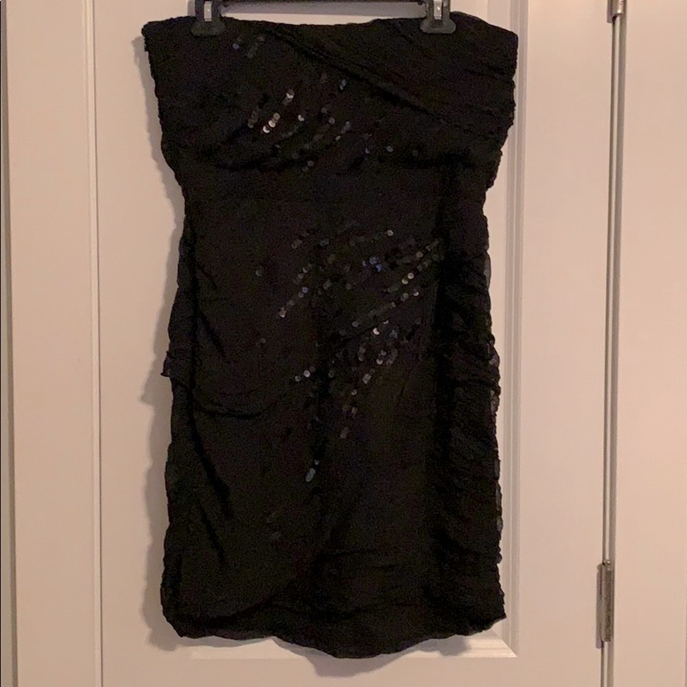 Diane von Fustenburg Designer Black strapless sequin cocktail dress